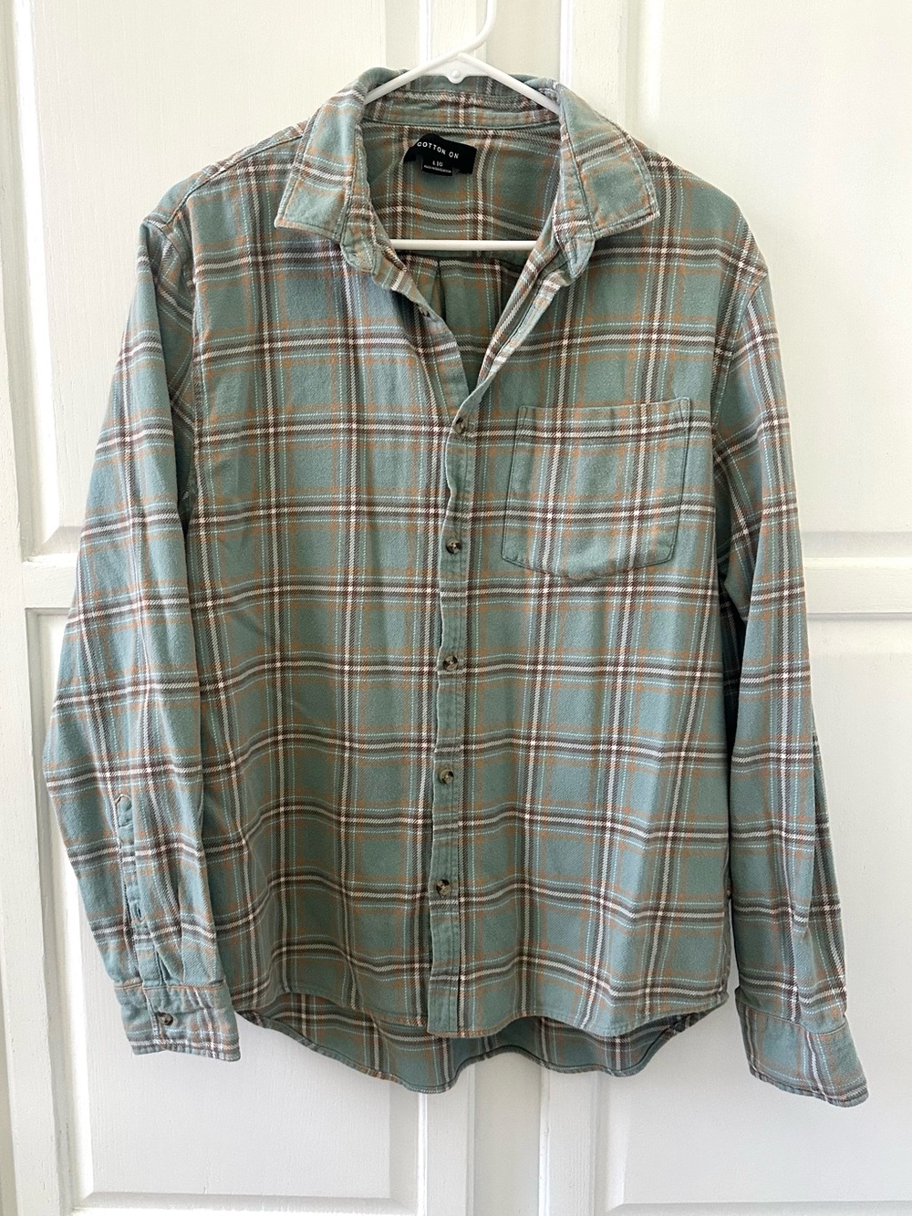Cotton On Blue Plaid Flannel Button Up Shirt